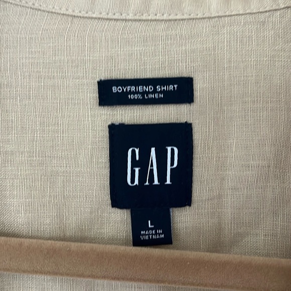Gap linen ‘boyfriend’ button down shirt, beige, size large - Picture 2 of 7